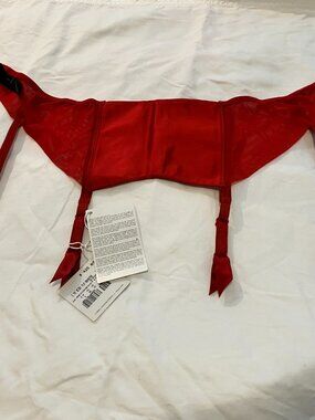 La Perla Red Silk Garter Belt NWT
